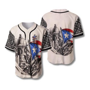 Personalized Puerto Rico Baseball Jersey Coqui Frog Lighthouse Boricua Pride Shirt