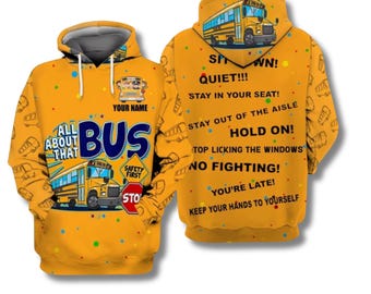 Personalized School Bus Driver Hoodie, Funny Bus Rules, All Over Print