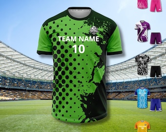 Custom Soccer Jersey & Shorts Set, Personalized Team Name and Number, Youth Adult Football Kit, 6 Styles, Breathable Quick Dry Uniform