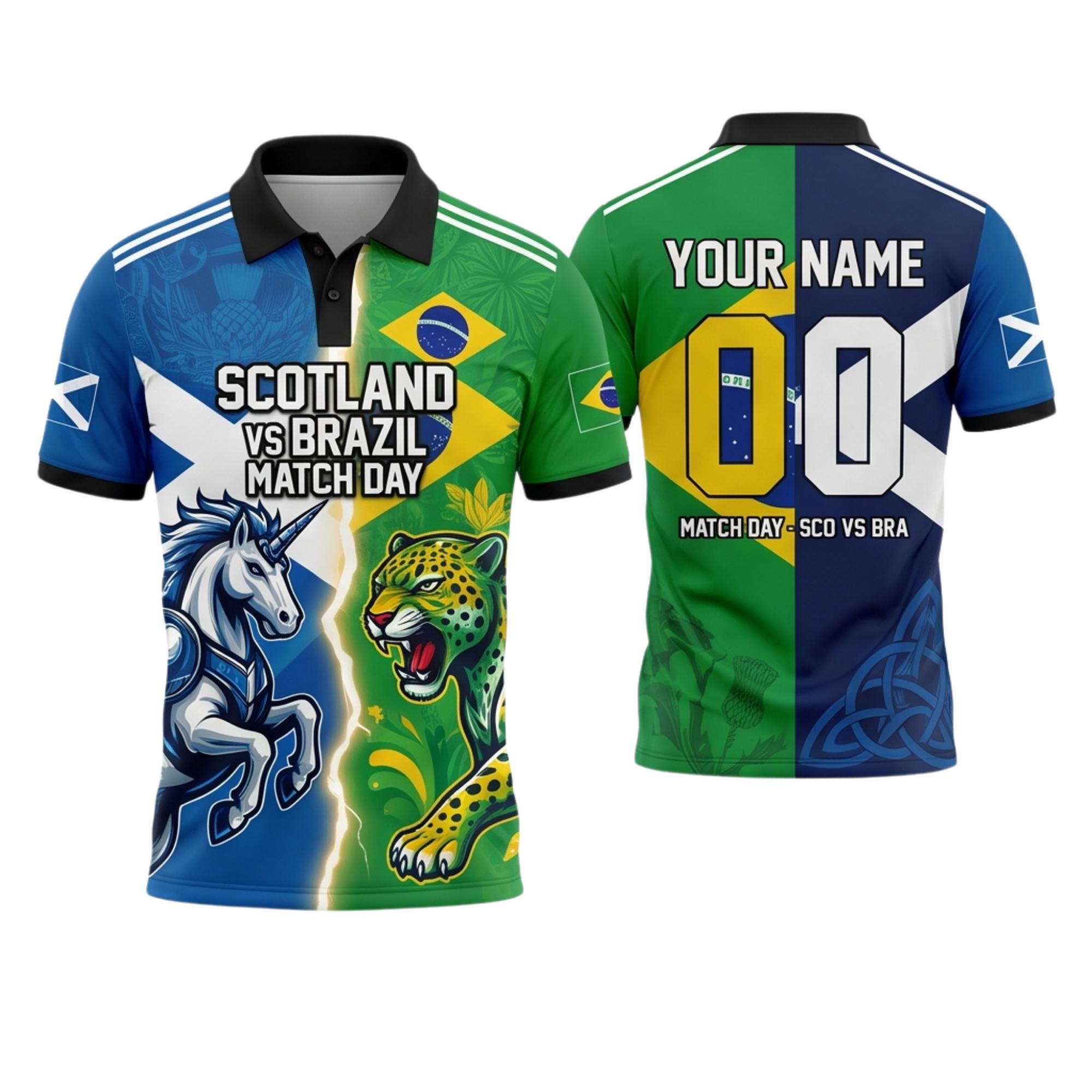 Scotland Vs Brazil Match Day Baseball Jersey and T-shirt Set 