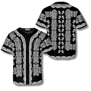 Black White Skull Pattern Baseball Jersey Shirt 3D Printed Gothic Day of the Dead Design