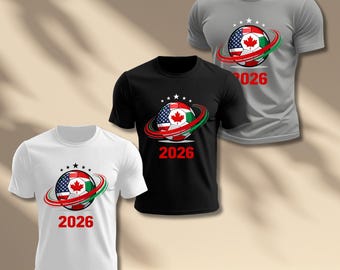WC 2026 Soccer Fan Shirt, USA Canada Mexico Flag Ball Graphic Tee, Unisex Matchday Gift