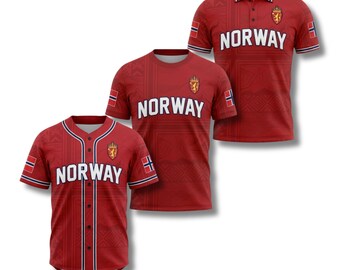 Norway Shirt Baseball Jersey Polo T Shirt, Norwegian Flag Gift, Travel Fan Apparel