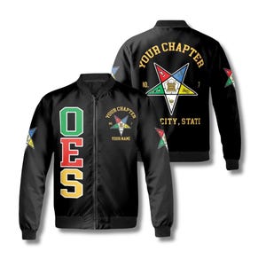 Aangepaste naamvolgorde van de Eastern Star OES Pentagon Up PHA-bomberjack Uniseks