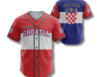 Camiseta de béisbol croata personalizada con nombre y número, regalo personalizado del equipo.