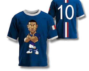 Camiseta de aficionado al fútbol francés, azul número 10, con dibujo de delantero, regalo unisex
