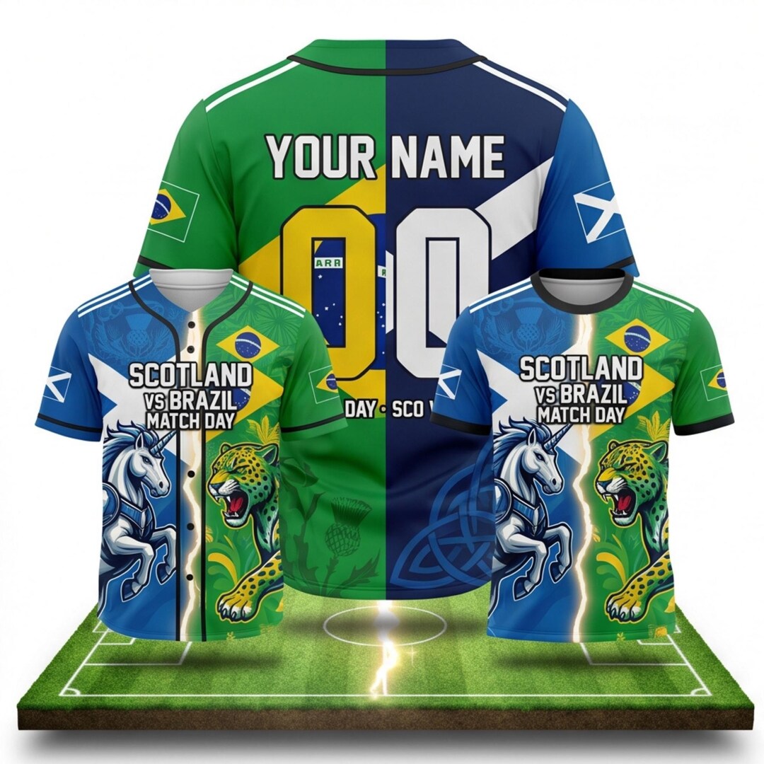 Scotland Vs Brazil Match Day Baseball Jersey and T-shirt Set 