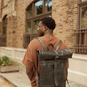 Handmade Leather Backpack | Brown , Black Unisex Rucksack | Vintage Travel Bag | Laptop & School Backpack | Moroccan Artisan Bag