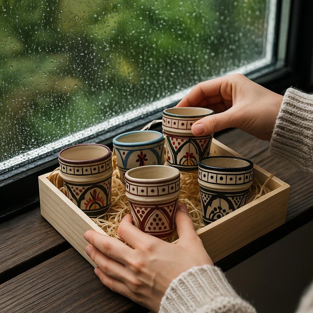 Lot de 4 Tasses à Café Beldi en Céramique – Bazar du Monde