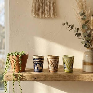 Handmade Moroccan Ceramic Tea Cups: Boho Decor, Imperfect Charm