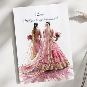 Bridesmaid Proposal Card - Will You Be My Bridesmaid - South Asian Bride - Indian Wedding Invitation- Custom Bridal Gift - Digital Template