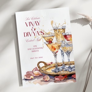 Elegante uitnodiging voor cocktailparty - pre-huwelijksfeesten - verloving Evite - vrijgezellenfeest - uitnodiging voor verjaardagsfeestje - bewerkbare digitale sjabloon