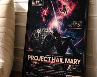 Projeto Ave Maria, pôster para download digital, pôster do filme de ficção científica com Ryan Gosling, pôster do livro de Andy Weir, arte de parede espacial, impressão em estilo IMAX