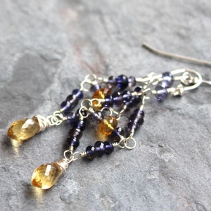 Iolite Earrings Multi Gemstone Sterling Silver Citrine Beaded Chandeliers image 5