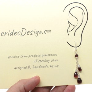 Boucles d'oreilles pendantes en grenat cascade, pierres précieuses rouges, argent sterling, pierres à facettes image 4