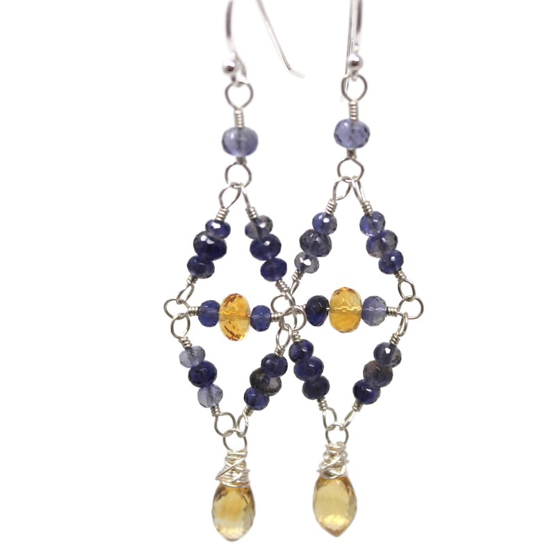 Iolite Earrings Multi Gemstone Sterling Silver Citrine Beaded Chandeliers image 10