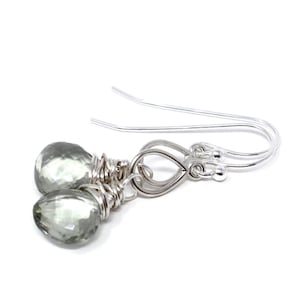 Petite Prasiolite Earrings Green Amethyst Sterling Silver Pale Green Delicate Jewelry