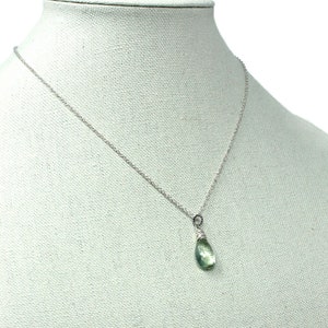 Prasiolite Necklace Mint Green Amethyst Teardrop Gemstone Briolette Necklace Sterling Silver image 3