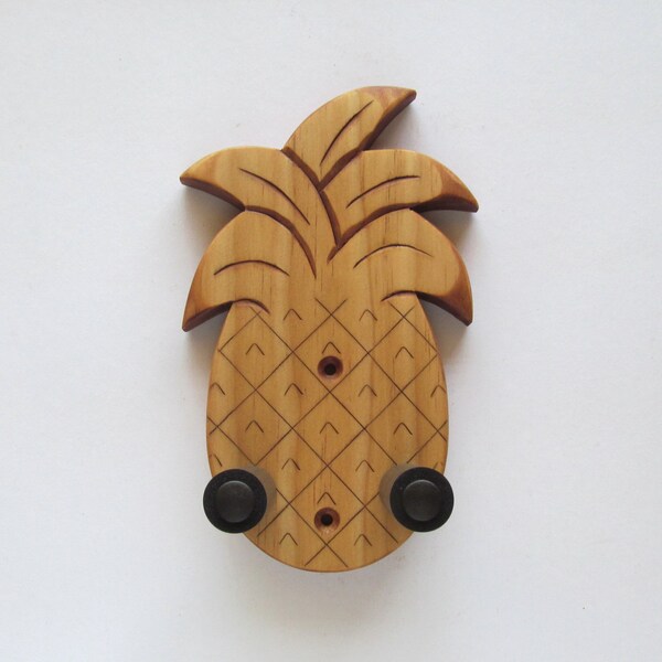 Unique ukulele wall mount hanger, hand carved pineapple