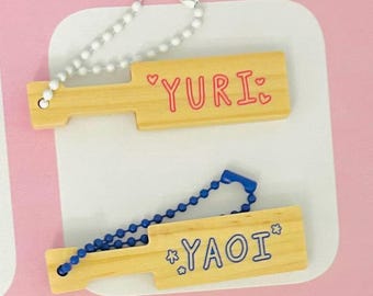 Yaoi and Yuri paddle mini wooden keychains