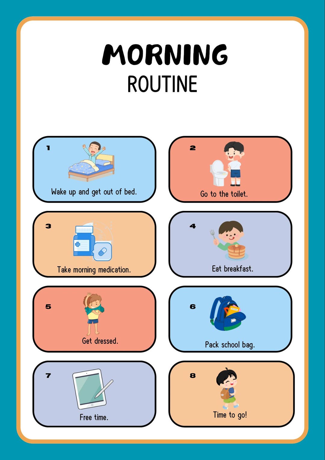 Morning Routine Chart Asd Printable Morning Routine Chart | Visual Schedule for Children | Autism ...