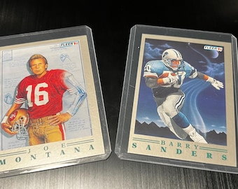 1 Joe Montana 2 Barry Sanders Vintage Football NFL Trading Cards Fleer 1991 Marino Aikman More