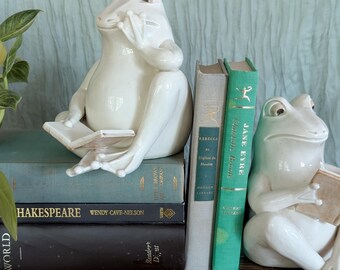 Fitz and Floyd Vintage Ceramic Frog Bookends Set