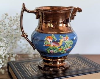 Antique Staffordshire Copper Lustre Jug | Early Victorian Wine Pitcher