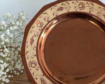 Antique Copper Lustre Plate | Late Victorian Decorative Lusterware Plate Bristol Co