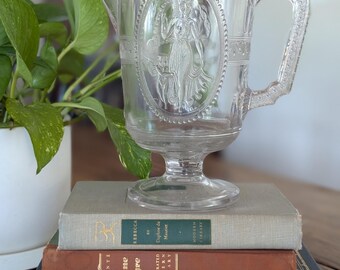 Cupid & Venus Glass Pitcher | Antique EAPG Victorian Water Pitcher
