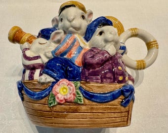 Vintage Fitz & Floyd 1995 Bunny Rabbit Creamer Pitcher Sailor Rabbits Ceramic