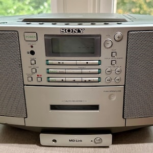 Rádio toca-fitas e CD player Sony ZS-D5, modelo BoomBox, estéreo, testado, vintage dos anos 90.