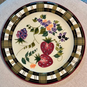 Oneida Jordgubbspläd Mattallrik 25 cm Handmålade Frukter Blommor SET OM FEM