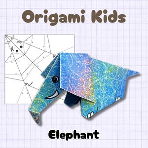 Kids will love this origami and coloring craft that fosters creativity | Animals: Elephants | Available in color and black and white | Digital data for printing | A4 and B5 sizes available | Perfect for birthdays, presents, gifts, parties, and decorations
