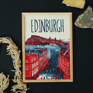 Scenic Edinburgh Print | Vintage Scotland Poster | Instant Digital Download | A4 JPG PNG PDF