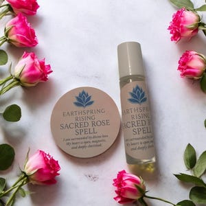 Sacred Rose Spell Perfume Oil – Love Spell, Rose Petals & Jasmine with Sandalwood | 10ml Roll-On for Attraction and Heart Healing