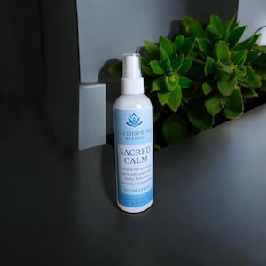 Sacred Calm Linen and Room Spray – White Sage and Lavender | 100% Essential Oil Natural Mist | 4oz Energy Clearing & Relaxation Spray