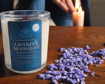 Lavender Moonlight Soy Candle – Chamomile, Ylang Ylang, Wood Wick