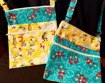 Cat In the Hat, Thing 1/2, Seuss  Book Characters Crossbody Purse, Great for Teachers and Librarians
