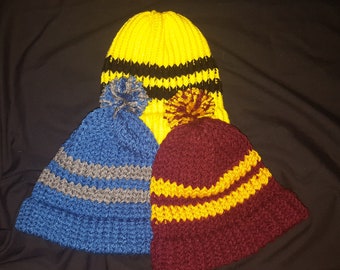 Wizard School House Color Loom Knit Beanie PATTERN