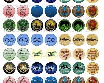 Wizarding School Inspired Bottle Cap Graphics 1 inch round