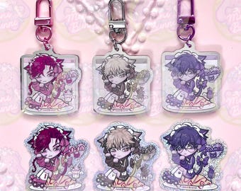 Link Click Villain Trio Vein Felix Xavier Maid Cafe Mirror Acrylic Charm Keyring Keychain