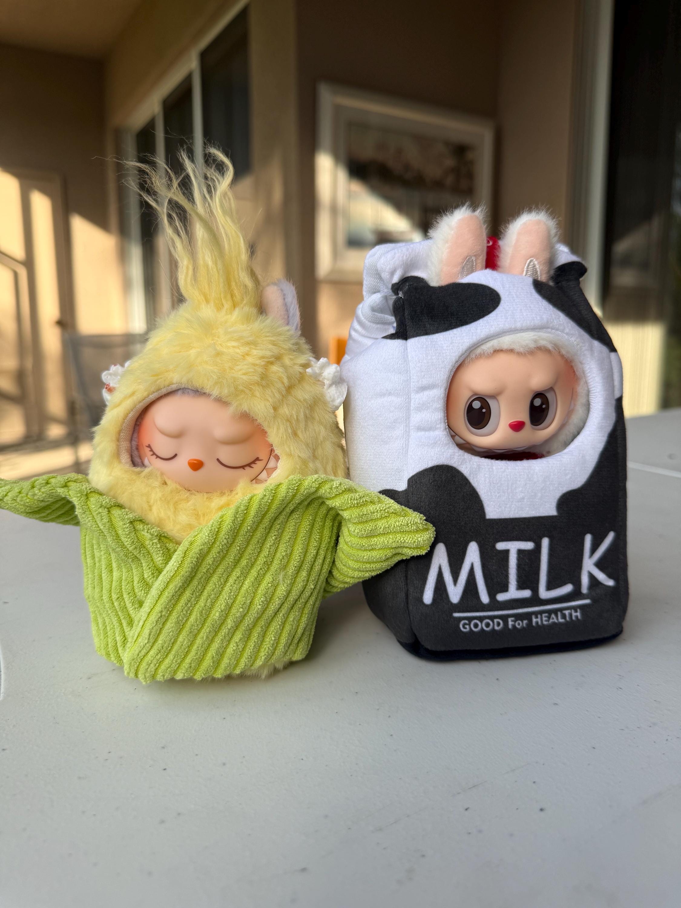 Labubu clothes Wacky Mart Tempura Shrimp, Chips, Milk, Corn outfit, or Forest Fairy Tale Duck costume for doll, doll not included