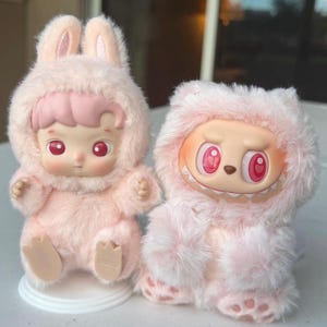 Face-Swap Plush Pendant Art Doll Set – Choose Color – Fuzzy Forest Creature Collector Pair