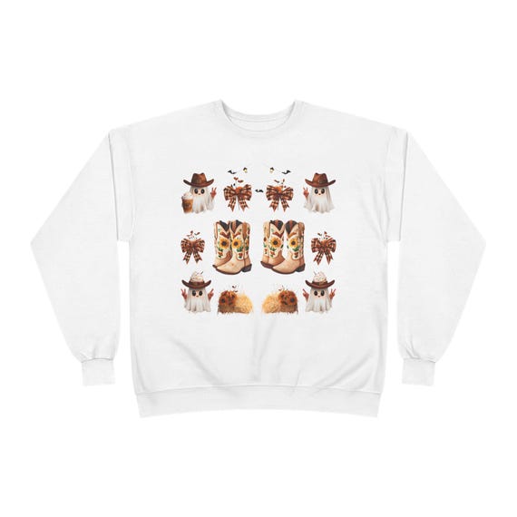 Cowboy Boot Sweatshirt: Unisex Western Style, Eco-Friendly Fall Layering