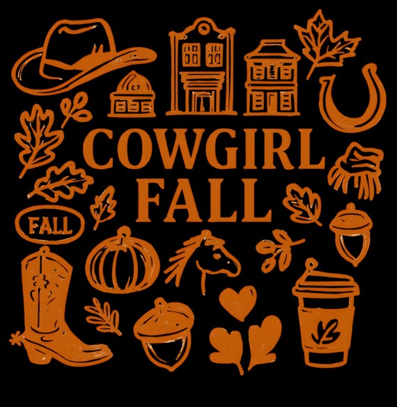Cowgirl Fall Hoodie: Western Style Sweatshirt with Boots & Pumpkins