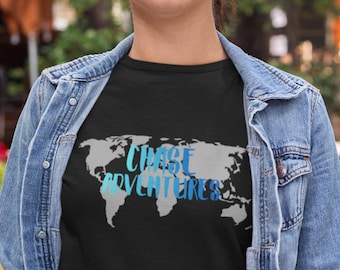 Camiseta con mapa del mundo de Chase Adventure / Camiseta de explorador de viajes