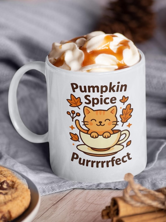 Pumpkin Spice Cat Mug: Cozy Autumn Coffee Cup, Cat Lover Gift