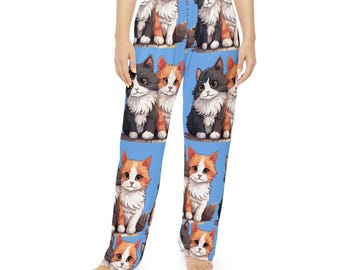 子猫柄ラウンジパンツ：猫プリントパジャマ