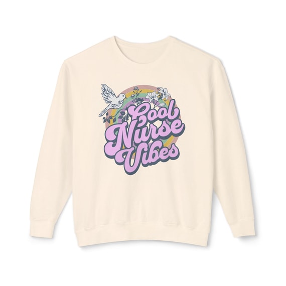 Cool Nurse Vibes Unisex Crewneck Sweatshirt, Nursing Gift, Cozy Pullover, Medical Apparel, Healthcare Worker Sweatshirt